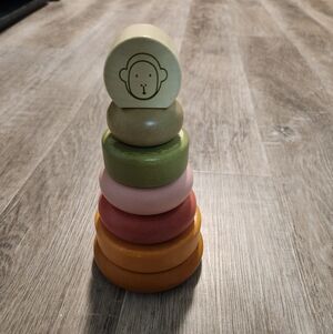 Colorful Wooden Stacking Toy with Monkey Design